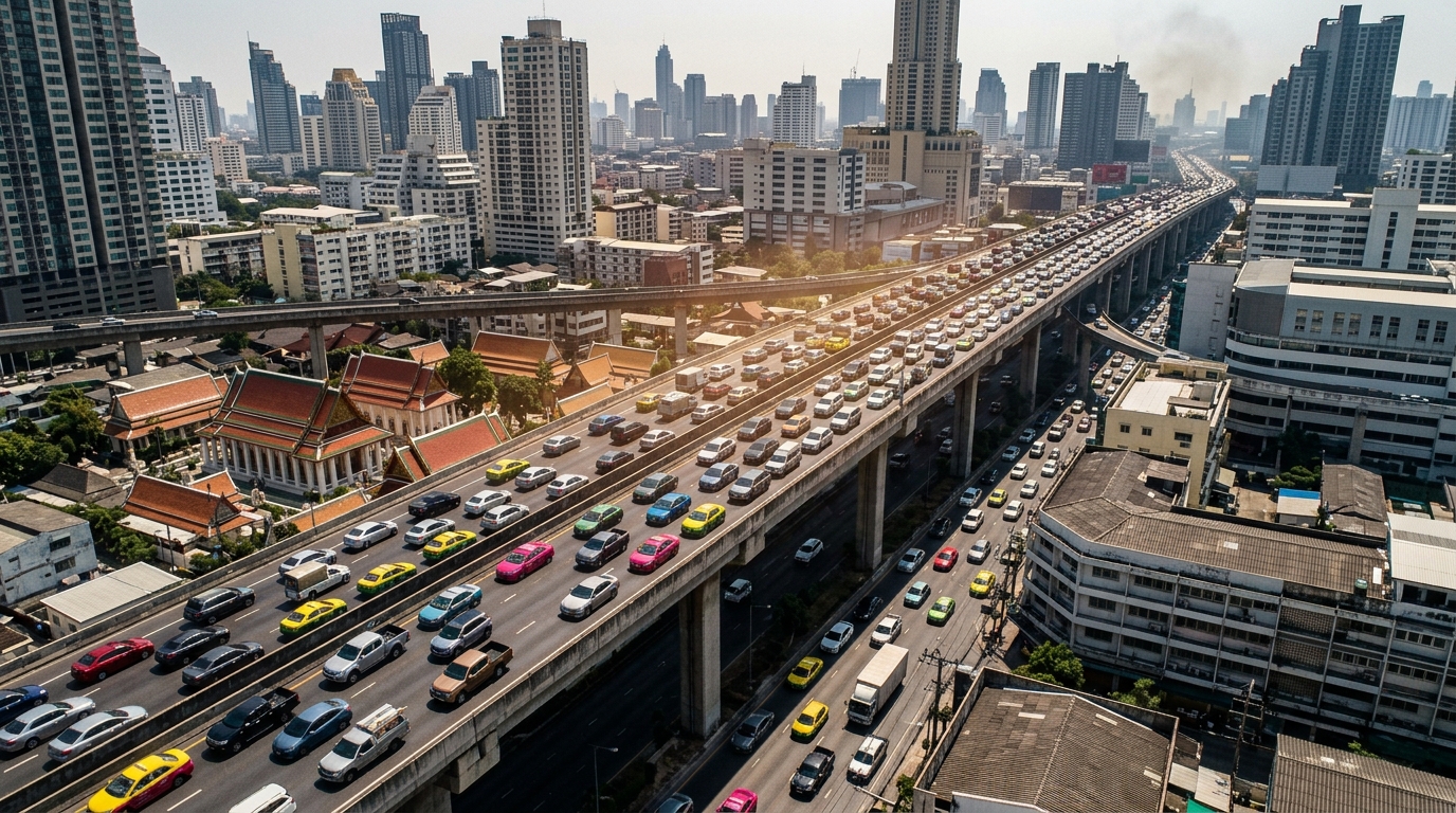 Bangkok tropical heat driving conditions