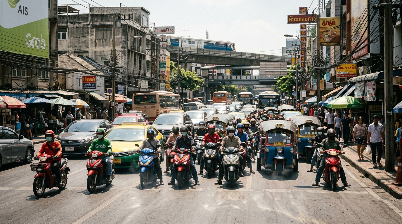 Bangkok tropical urban driving heat